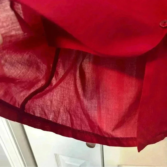 Vintage Carefree Fashions Burgundy Blouse Button Down 3/4 Sleeve Made in USA - Picture 5 of 5